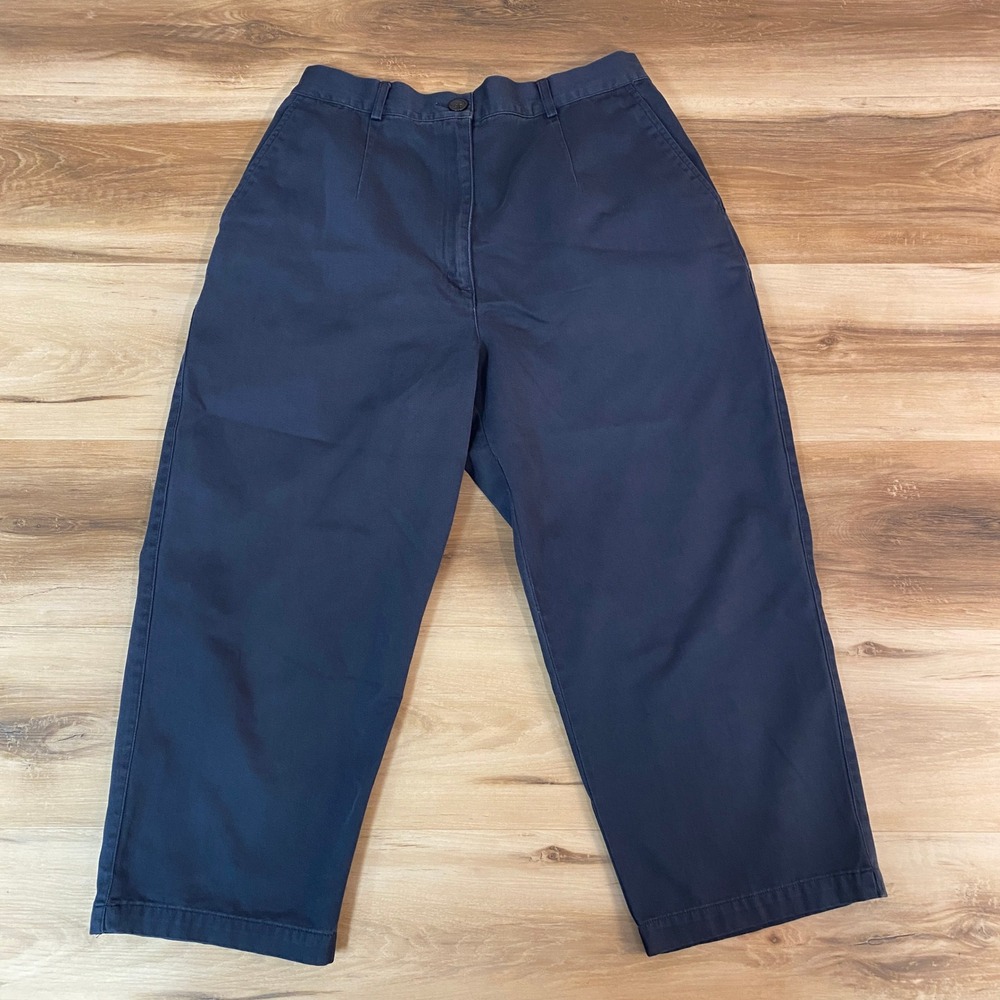 LL Bean Chino Pants Women's Size 12 Reg Blue Cotton Casual Trousers Pants